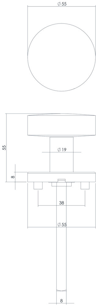 Intersteel Deurknop rond op rozet geborsteld RVS