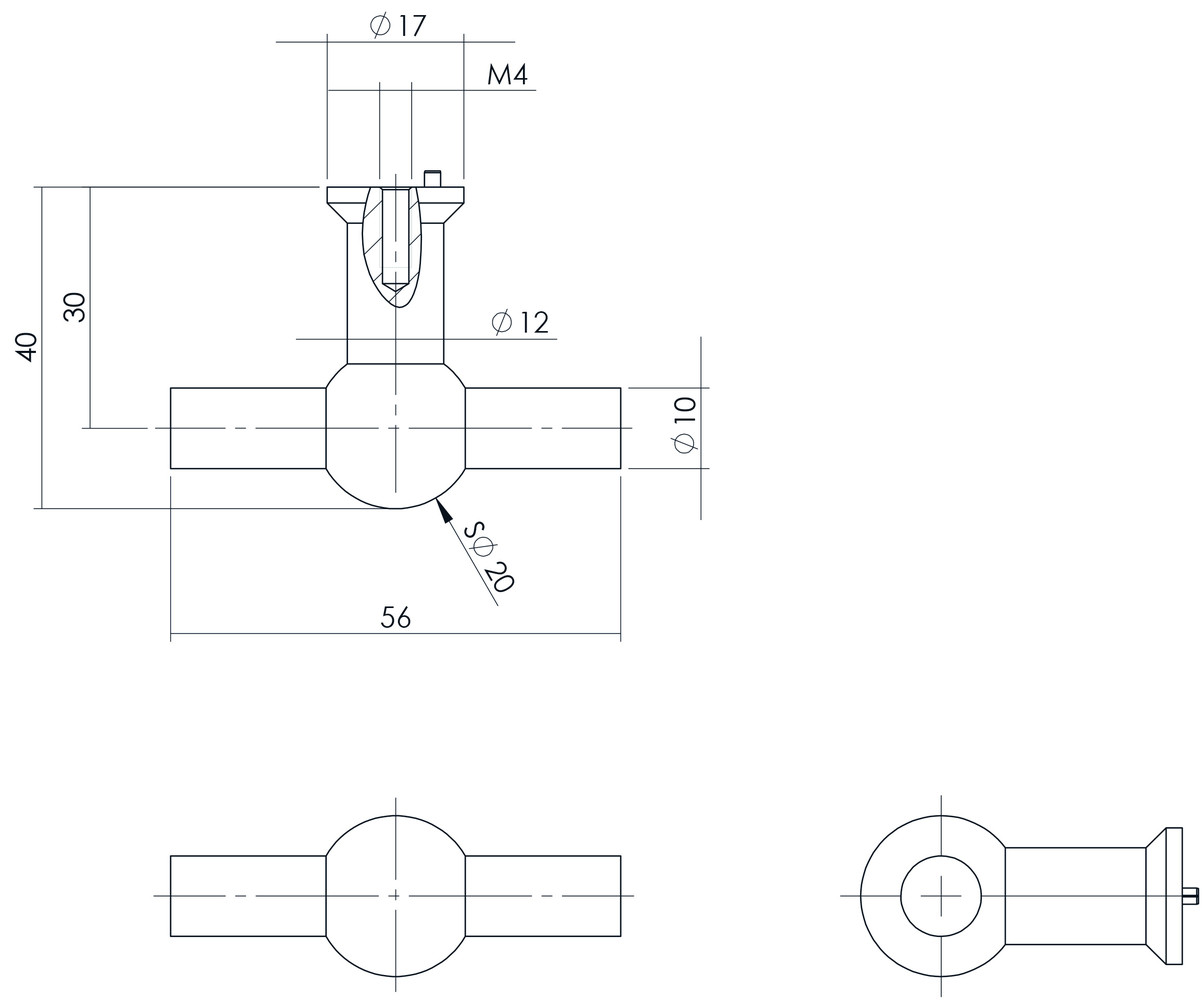 Intersteel Meubelknop T-vorm 20mm recht geborsteld RVS Intersteel Meubelknop T-vorm 20mm recht geborsteld RVS