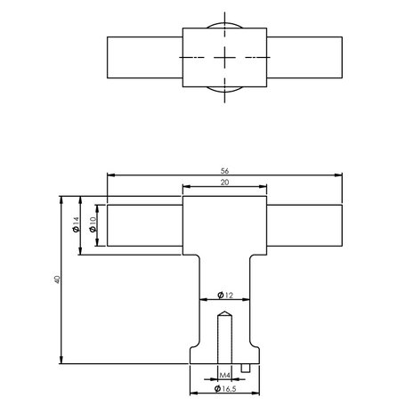 Intersteel Meubelknop T-vorm 20mm recht/recht geborsteld RVS Intersteel Meubelknop T-vorm 20mm recht/recht geborsteld RVS