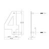 Intersteel Huisnummer 4 150x2mm geborsteld RVS - voor voordeur - Intersteel Intersteel Huisnummer 4 150x2mm geborsteld RVS - voor voordeur - Intersteel