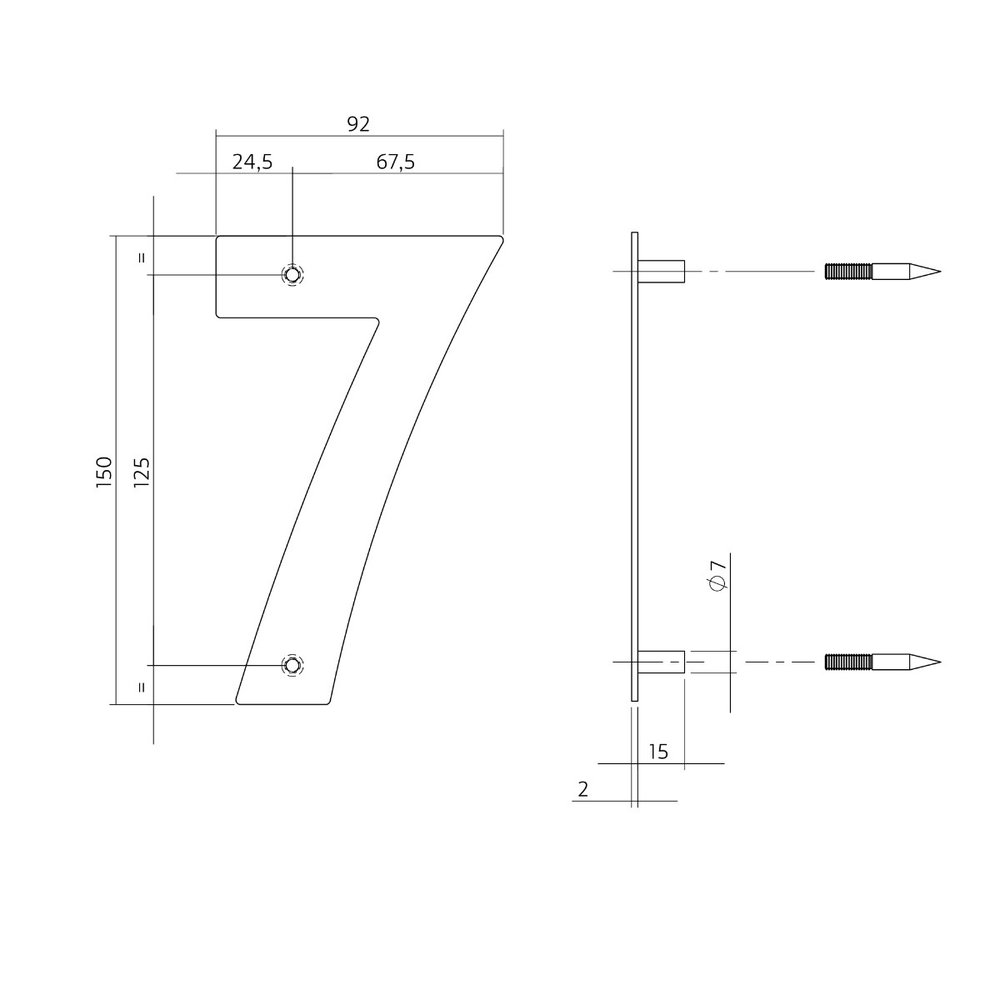 Intersteel Huisnummer 7 150x2mm geborsteld RVS Intersteel Huisnummer 7 150x2mm geborsteld RVS