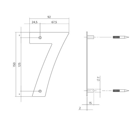 Intersteel Huisnummer 7 150x2mm geborsteld RVS Intersteel Huisnummer 7 150x2mm geborsteld RVS