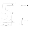 Intersteel Huisnummer 5 XXL hoogte 50 cm geborsteld RVS Intersteel Huisnummer 5 XXL hoogte 50 cm geborsteld RVS