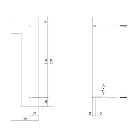 Intersteel Huisnummer 1 XXL hoogte 50 cm RVS/mat zwart Intersteel Huisnummer 1 XXL hoogte 50 cm RVS/mat zwart