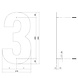 Intersteel Huisnummer 3 XXL hoogte 50 cm RVS/mat zwart Intersteel Huisnummer 3 XXL hoogte 50 cm RVS/mat zwart
