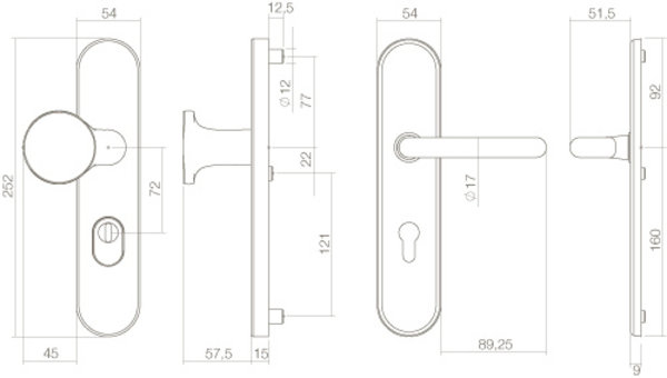 Intersteel Veiligheidsbeslag SKG3 ovaal messing ongelakt cilindergat 72mm - voordeur Intersteel Veiligheidsbeslag SKG3 ovaal messing ongelakt cilindergat 72mm - voordeur
