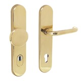 Intersteel Veiligheidsbeslag SKG3 ovaal kerntrekbeveiliging profielcilincergat 92mm messing gelakt voordeurbeslag Intersteel Veiligheidsbeslag SKG3 ovaal kerntrekbeveiliging profielcilincergat 92mm messing gelakt voordeurbeslag