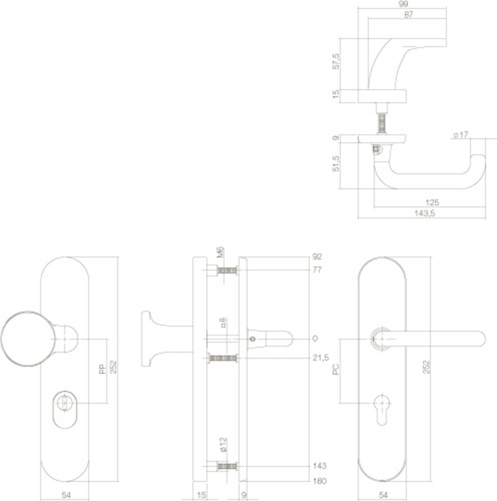 Intersteel Veiligheidsbeslag SKG3 ovaal messing gelakt cilindergat 92mm - voor voordeur Intersteel Veiligheidsbeslag SKG3 ovaal messing gelakt cilindergat 92mm - voor voordeur