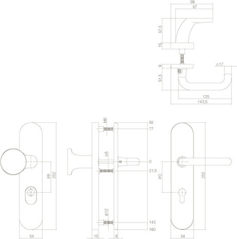 Intersteel Veiligheidsbeslag SKG3 ovaal messing gelakt cilindergat 92mm - voor voordeur Intersteel Veiligheidsbeslag SKG3 ovaal messing gelakt cilindergat 92mm - voor voordeur