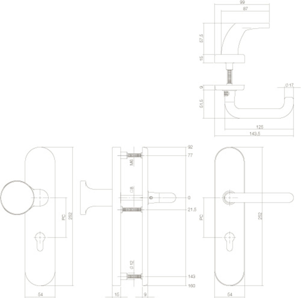Intersteel Veiligheidsbeslag SKG3 ovaal messing getrommeld cilindergat 72mm - voordeur Intersteel Veiligheidsbeslag SKG3 ovaal messing getrommeld cilindergat 72mm - voordeur