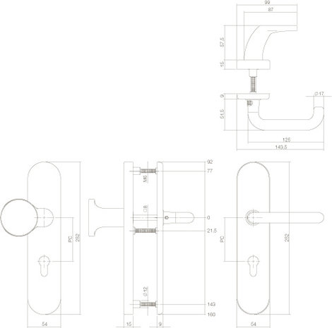 Intersteel Veiligheidsbeslag SKG3 ovaal profielcilincergat 72mm messing getrommeld voordeurbeslag Intersteel Veiligheidsbeslag SKG3 ovaal profielcilincergat 72mm messing getrommeld voordeurbeslag
