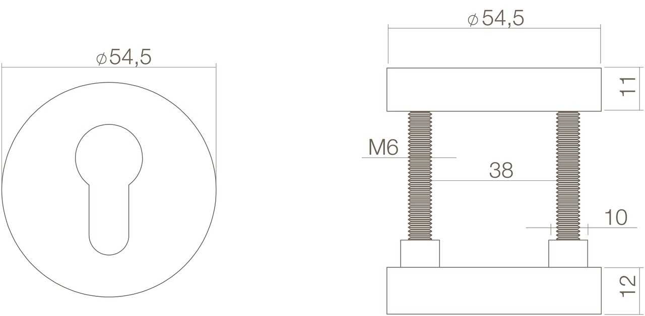 Intersteel Veiligheidsrozet SKG3 rond messing getrommeld
