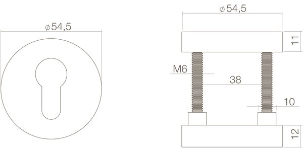 Intersteel Veiligheidsrozet SKG3 rond messing getrommeld