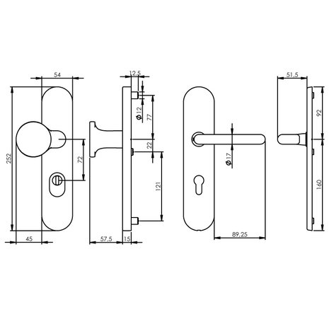 Intersteel Veiligheidsbeslag SKG3 ovaal messing titaan PVD cilindergat 72mm - voordeur Intersteel Veiligheidsbeslag SKG3 ovaal messing titaan PVD cilindergat 72mm - voordeur