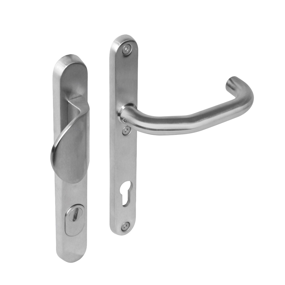 Intersteel Veiligheidsbeslag SKG3 ovaal kerntrekbeveiliging profielcilincergat 92mm smal geborsteld RVS voordeurbeslag