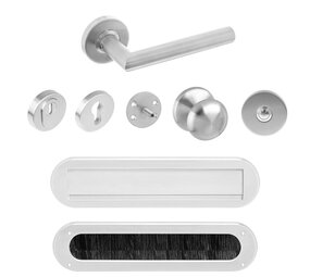 Intersteel Voordeurset veiligheidsbeslag SKG3 rond rozet kerntrekbeveiliging geborsteld RVS Intersteel Voordeurset veiligheidsbeslag SKG3 rond rozet kerntrekbeveiliging geborsteld RVS