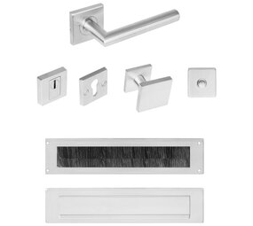 Intersteel Voordeurset veiligheidsbeslag SKG3 vierkant rozet kerntrekbeveiliging geborsteld RVS Intersteel Voordeurset veiligheidsbeslag SKG3 vierkant rozet kerntrekbeveiliging geborsteld RVS