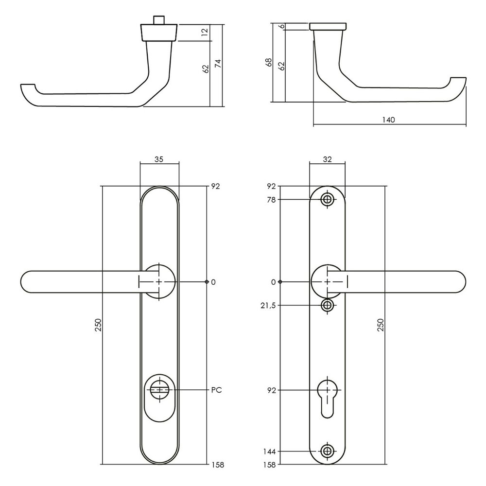 Intersteel Veiligheidsbeslag SKG3 ovaal smalschild aluminium PC 92mm - voor achterdeur Intersteel Veiligheidsbeslag SKG3 ovaal smalschild aluminium PC 92mm - voor achterdeur