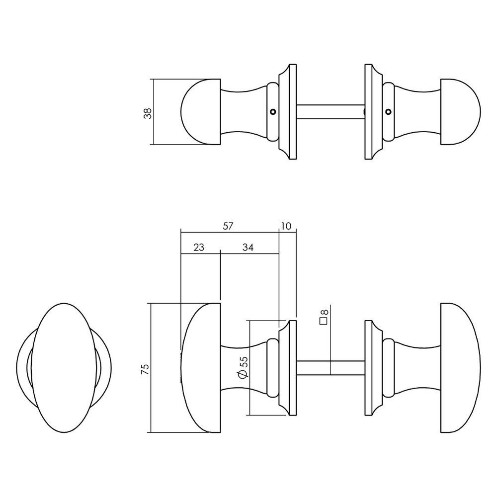 Intersteel Deurklink ovaal met rozet zwart - deurbeslag voor binnendeur - Intersteel