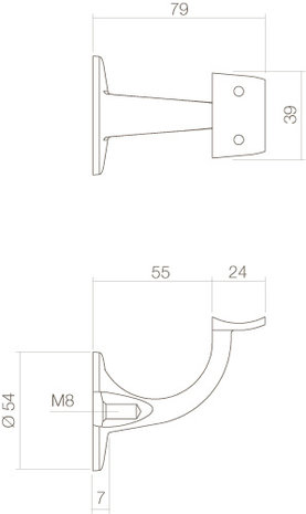 Intersteel Trapleuning houder hol zadel opschroevend geborsteld RVS Intersteel Trapleuning houder hol zadel opschroevend geborsteld RVS