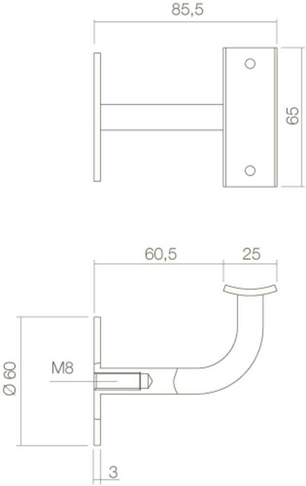 Intersteel Trapleuning houder gebogen vierkant hol zadel zwart Intersteel Trapleuning houder gebogen vierkant hol zadel zwart