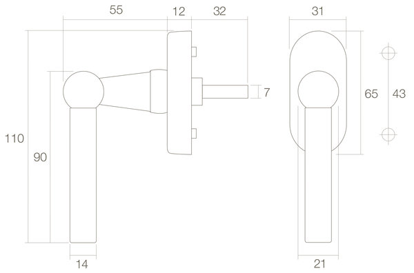 Intersteel Raamsluiting L-model messing getrommeld Intersteel Raamsluiting L-model messing getrommeld
