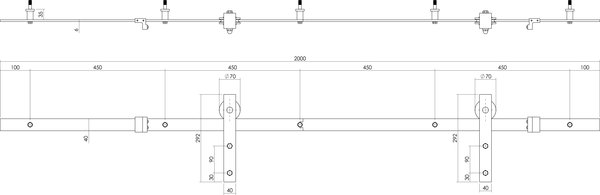 Intersteel Schuifdeur systeem Basic geborsteld RVS Intersteel Schuifdeur systeem Basic geborsteld RVS