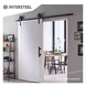 Intersteel DIY-schuifdeur Legno MDF wit gegrond 2115x930x38mm + zwart schuifdeursysteem Wheel incl. schuifdeurkom en -greep Intersteel DIY-schuifdeur Legno MDF wit gegrond 2115x930x38mm + zwart schuifdeursysteem Wheel incl. schuifdeurkom en -greep