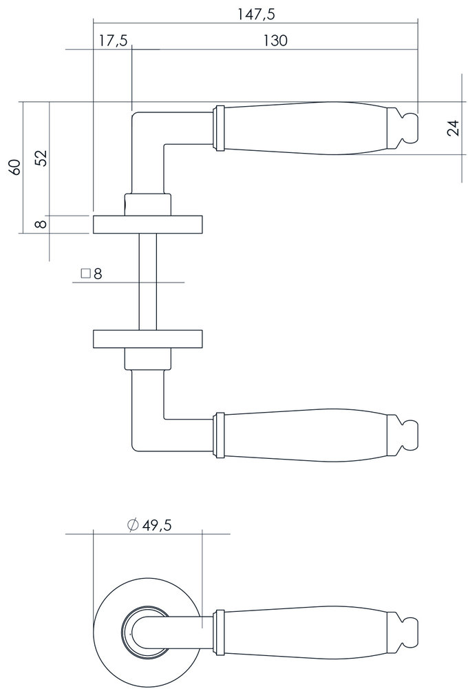 Intersteel Deurklink Courgette met rozet nikkel