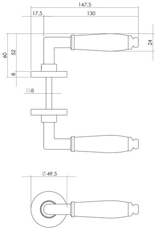 Intersteel Deurklink Courgette met rozet nikkel