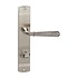 Deurklink Helena op schild WC slot 63mm nikkel mat Deurklink Helena op schild WC slot 63mm nikkel mat