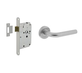 Intersteel Deurbeslag set loopslot wit + deurklink Recht RVS Intersteel Deurbeslag set loopslot wit + deurklink Recht RVS