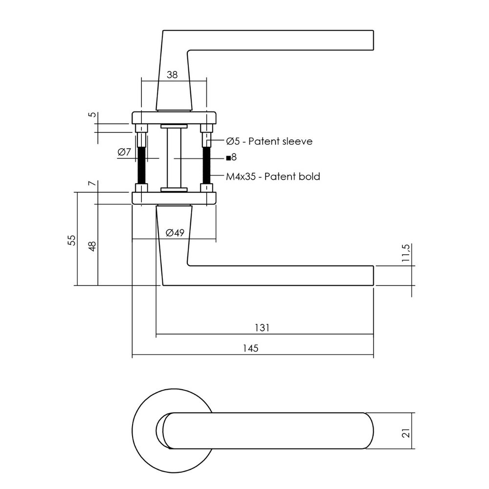 Intersteel Deurklink Sora met rozet messing mat titaan PVD