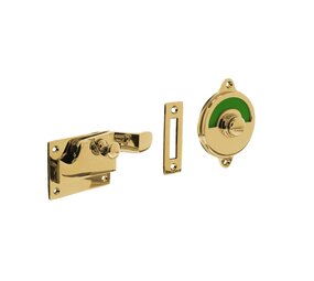 Intersteel WC slot met hendel met bocht rood-groen messing ongelakt Intersteel WC slot met hendel met bocht rood-groen messing ongelakt