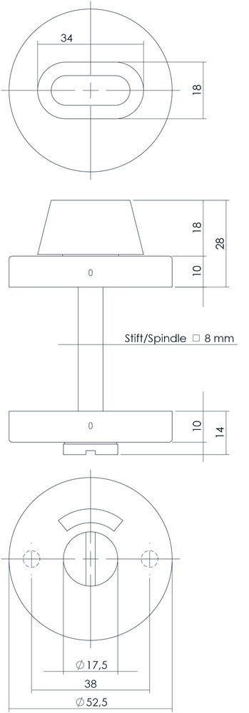 Intersteel WC slot rond geborsteld RVS - met vrij/bezet indicator - Intersteel Intersteel WC slot rond geborsteld RVS - met vrij/bezet indicator - Intersteel