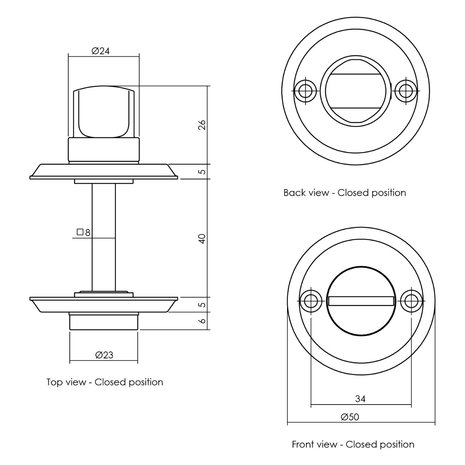 Intersteel WC slot rond schroefgaten mat zwart - met vrij/bezet indicator - Intersteel Intersteel WC slot rond schroefgaten mat zwart - met vrij/bezet indicator - Intersteel