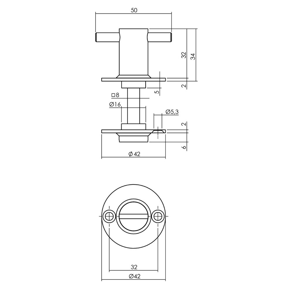 Intersteel WC slot rond 42x2mm geborsteld RVS - met vrij/bezet indicator - Intersteel Intersteel WC slot rond 42x2mm geborsteld RVS - met vrij/bezet indicator - Intersteel