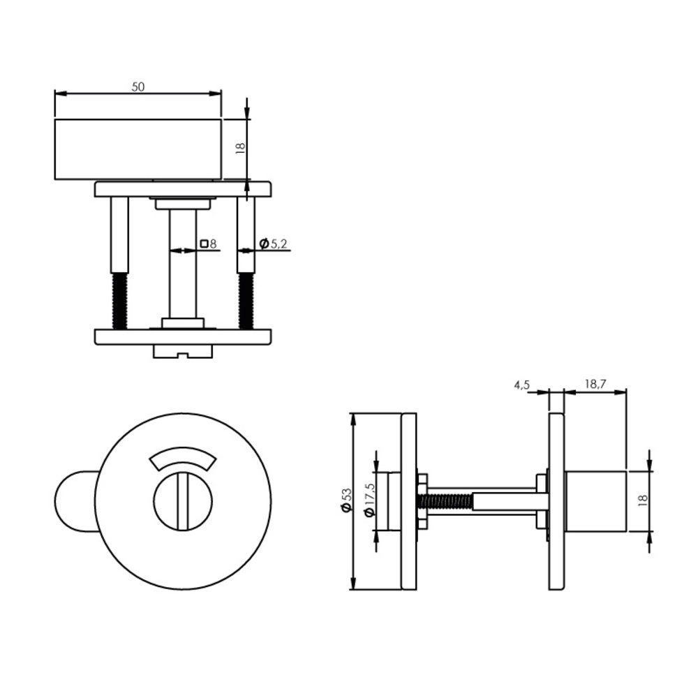 Intersteel WC slot rond geborsteld RVS mat zwart - met vrij/bezet indicator - Intersteel Intersteel WC slot rond geborsteld RVS mat zwart - met vrij/bezet indicator - Intersteel