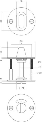 Intersteel WC slot 2mm dun schroefgaten zwart RVS Intersteel WC slot 2mm dun schroefgaten zwart RVS