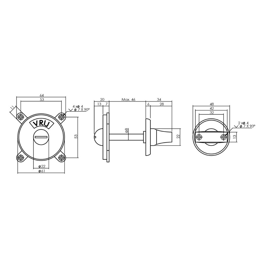Intersteel WC slot George vrij/bezet nikkel mat - met vrij/bezet indicator - Intersteel Intersteel WC slot George vrij/bezet nikkel mat - met vrij/bezet indicator - Intersteel