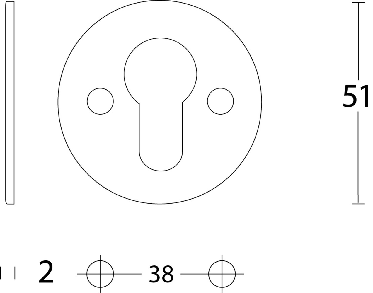 Intersteel Cilinderrozet rond plat 50mm geborsteld RVS Intersteel Cilinderrozet rond plat 50mm geborsteld RVS