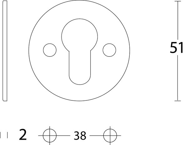Intersteel Cilinderrozet rond plat 50mm geborsteld RVS Intersteel Cilinderrozet rond plat 50mm geborsteld RVS