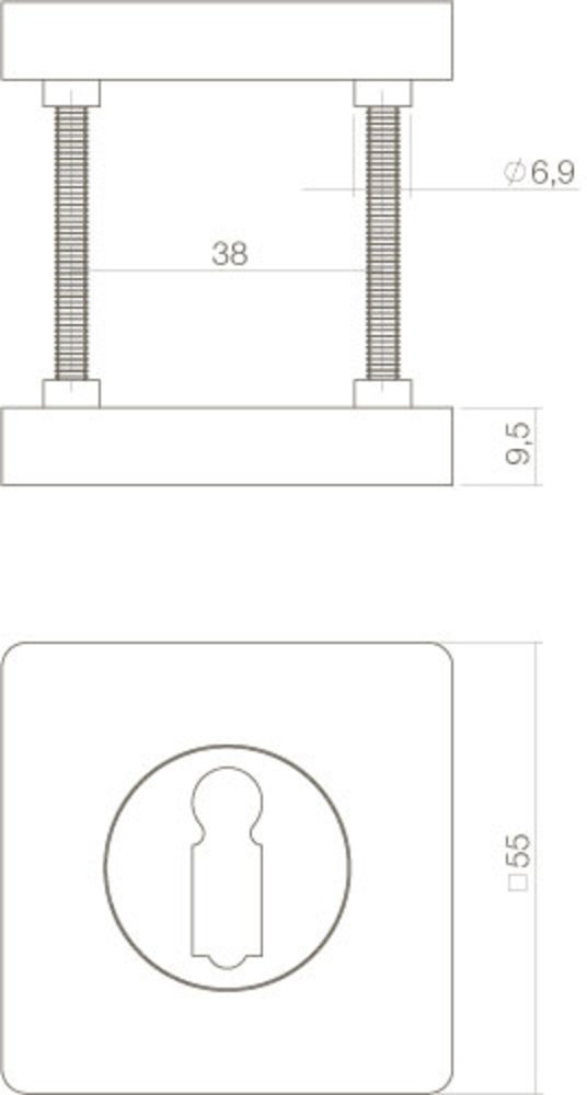 Intersteel Sleutelrozet vierkant mat zwart Intersteel Sleutelrozet vierkant mat zwart