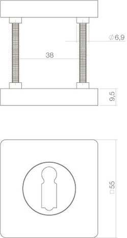 Intersteel Sleutelrozet vierkant mat zwart Intersteel Sleutelrozet vierkant mat zwart