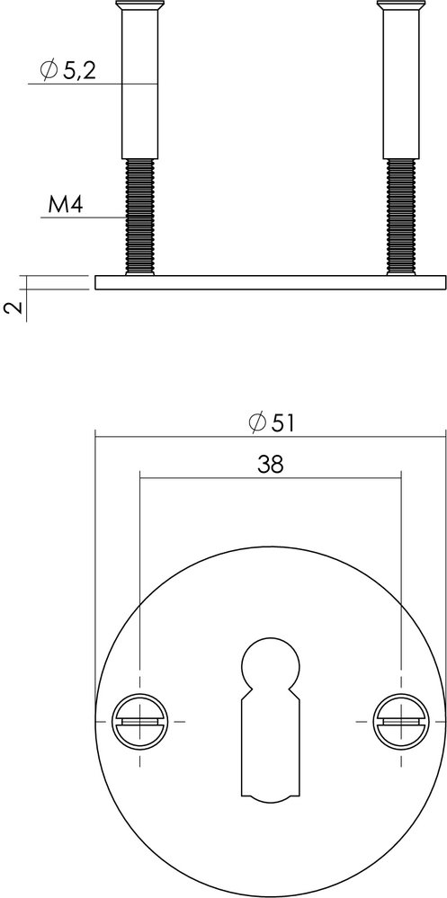 Intersteel Sleutelrozet 2mm dun RVS/zwart Intersteel Sleutelrozet 2mm dun RVS/zwart