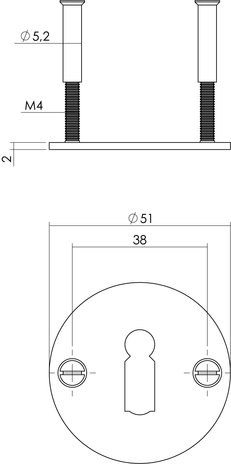 Intersteel Sleutelrozet 2mm dun RVS/zwart Intersteel Sleutelrozet 2mm dun RVS/zwart