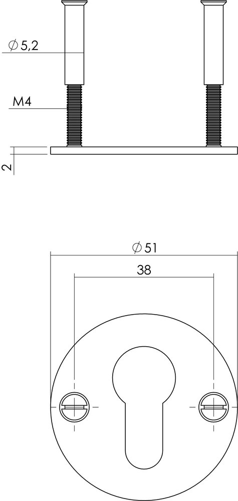 Intersteel Cilinderrozet 2mm dun RVS/zwart - per set voor binnendeur Intersteel Cilinderrozet 2mm dun RVS/zwart - per set voor binnendeur