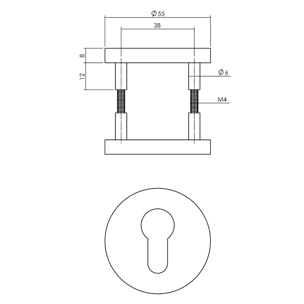 Intersteel Cilinderrozet 55x8mm aluminium zwart - voor binnendeur Intersteel Cilinderrozet 55x8mm aluminium zwart - voor binnendeur