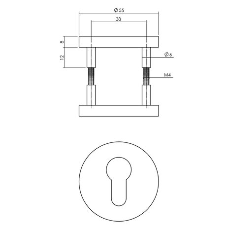 Intersteel Cilinderrozet 55x8mm aluminium zwart - voor binnendeur Intersteel Cilinderrozet 55x8mm aluminium zwart - voor binnendeur