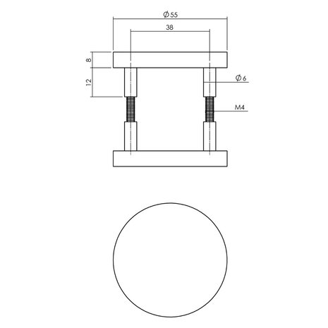 Intersteel Rozet blind 55x8mm aluminium zwart - per stuk voor binnendeur Intersteel Rozet blind 55x8mm aluminium zwart - per stuk voor binnendeur